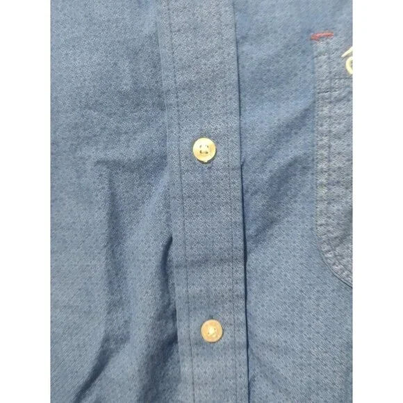 Rafter C Mens Button Down Shirt Blue All Over Print Golf Shirt Long Sleeve XL - Picture 4 of 14